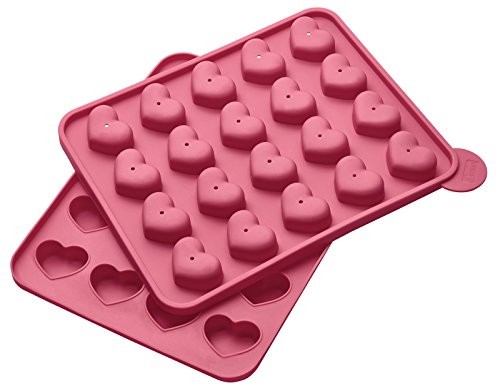 Lurch 83024 kształt Flexi Cake Pops serce 20 X, silikonowe, Pink, 20 x 24 x 3,7 cm 83024