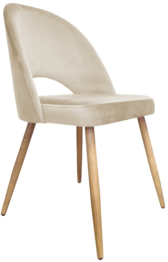 Atos Krzesło ISKAR 2 VELVET beżowe na dębowych nogach do salonu POLO-DAB-MG06