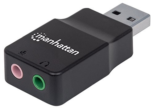 Manhattan 152754 Hi-Speed USB 2.0 Stereo Sound-adapter, USB typu A wtyczka na gniazdo audio oraz gniazdo mikrofonu 3,5 MM Czarny 152754