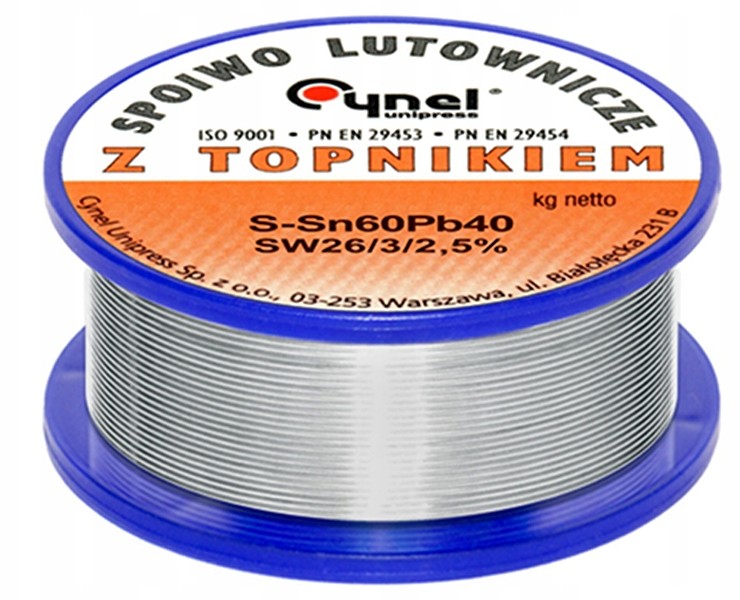 Cyna Z Topnikiem 1,5MM 500G Szpulka Tinol 5527