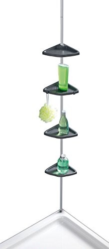 Wenko WENKO 3208011100 uchwyt teleskopowy  żel pod prysznic róg Easy Srebrny  z 4 półkami, aluminium, 26 X 78  265 x 19.5 cm, srebrny 3208011100