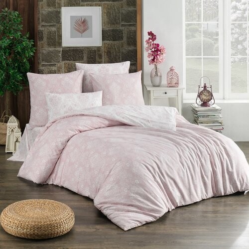 Bedtex Pościel bawełniana Almina pudrowy, 140 x 200 cm, 70 x 90 cm