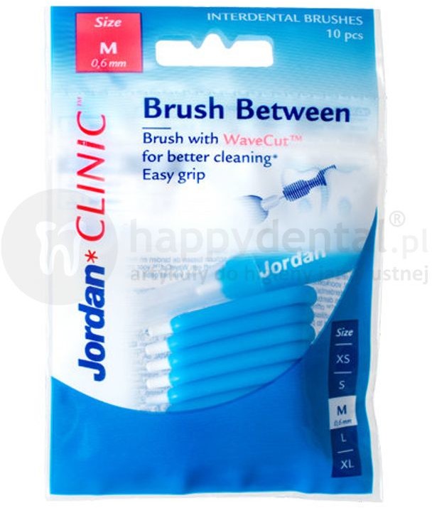 Jordan JORDAN CLINIC Brush Between M (0,6-3,5mm) NIEBIESKIE 10szt. - zestaw specjalistycznych szczoteczek międzyzęnowych