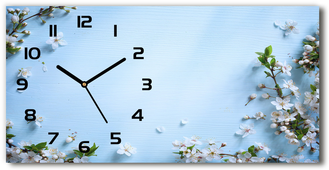 Zegar ścienny szklany Kwiaty wiśni tło