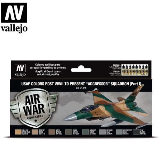 Vallejo Zestaw Air War 8 farb - USAF colors post WWII to present Aggressor Squadron Part I Vallejo 71616