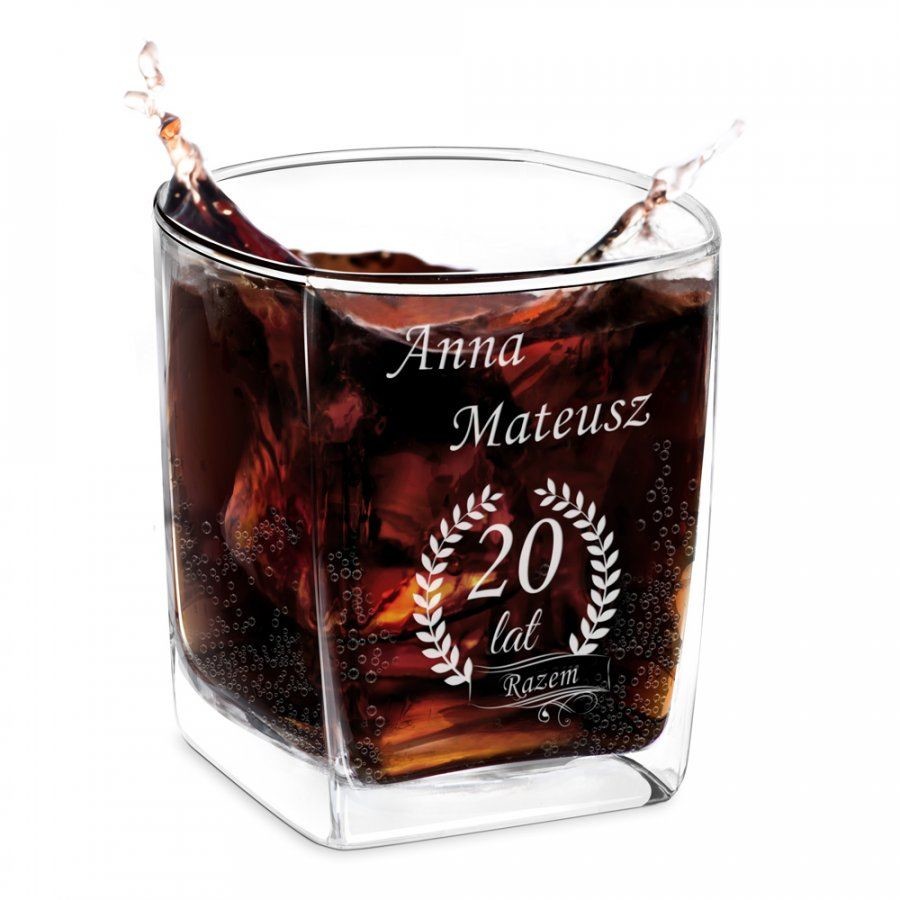 Murrano Szklanka do Whisky Grawer Jubileusz Ślubu SZC-055