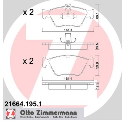 ZIMMERMANN Zestaw klocków hamulcowych, hamulce tarczowe 21664.195.1