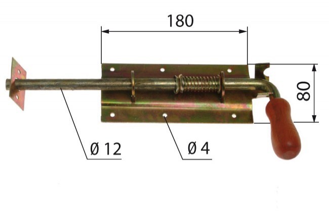 Zasuwa sprężynowa 300 ocynk z drewnianą rączką