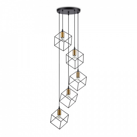 Ideal Lux Lampa wisząca Ice 237664 nowoczesna oprawa w kolorze czerni i złota