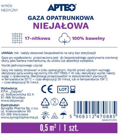 SYNOPTIS PHARMA Gaza niejałowa 0,5 m2 APTEO, 1 sztuka