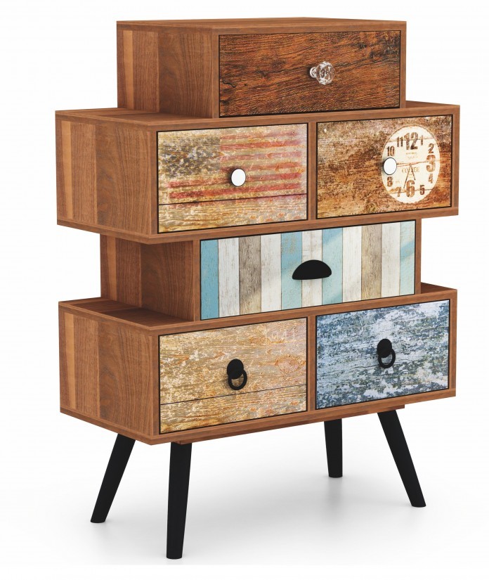 Halmar komoda MEZO KM2 wielobarwna na czarnych nogach