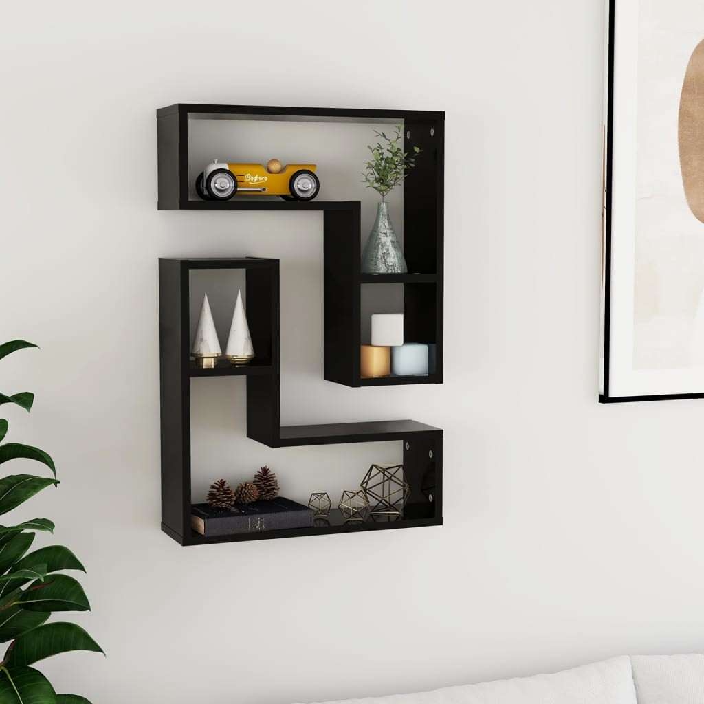 VidaXL Lumarko Półki ścienne, 2 szt., czarne, 50x15x50 cm, płyta wiórowa 807215 VidaXL