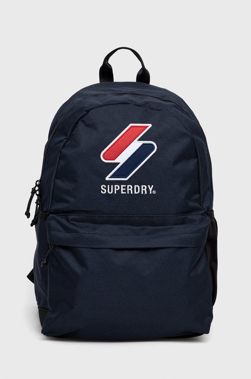 Superdry plecak damski kolor granatowy duży z nadrukiem