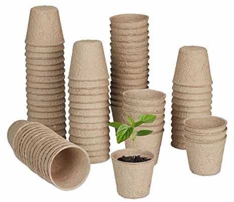 Relaxdays Relaxdays Zestaw 80 doniczek, biodegradowalne, celuloza, wys. x śr.: 5 x 6 cm, okrągłe pojemniki do uprawy warzyw, naturalne 10034237