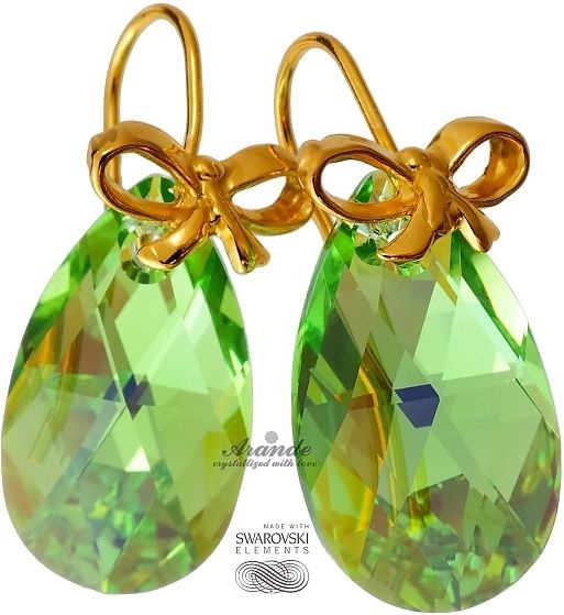Swarovski ŚLICZNE KOLCZYKI ZŁOTE SREBRO PERIDOT