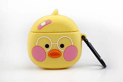 Apple Wondee Global Services Funny Airpods Cases | Silikonowe etui na słuchawki Airpods design żółta kurczak z okularami, z zabezpieczeniem przed zgubieniem. Kompatybilne z Airpods 1 & 2 WFNAIR022