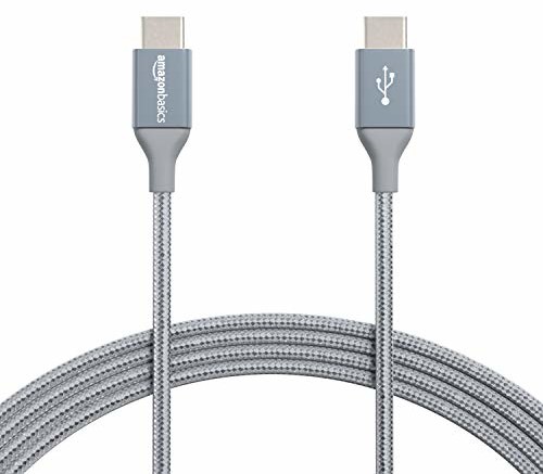 AmazonBasics kabel połączeniowy, USB typu C na USB typu C, standard USB 2.0, podwójnie pleciony nylon, 3 m, ciemnoszary UTC-C-C-2.0-10FT-GRY