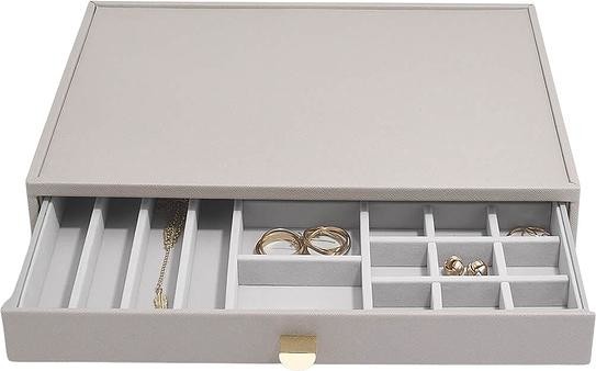 Stackers Szkatułka na biżuterię Stackers 19 komorowa supersize taupe z szufladą 75806