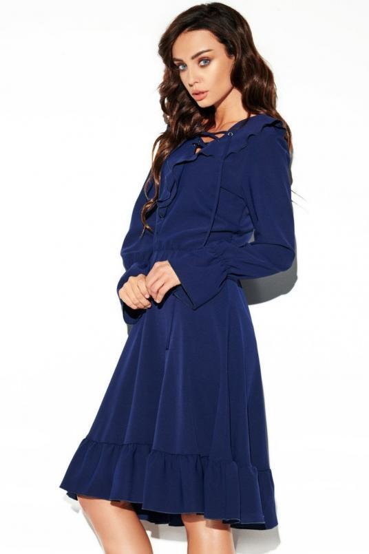 SukienkiShop Rozkloszowana sukienka BOHO z falbanami - SukienkiShop
