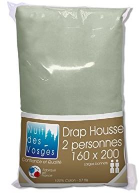 Nuit des Vosges 2181074 Cotoval prześcieradło z gumką Uni bawełna szary myszek 160x200 cm 2181074