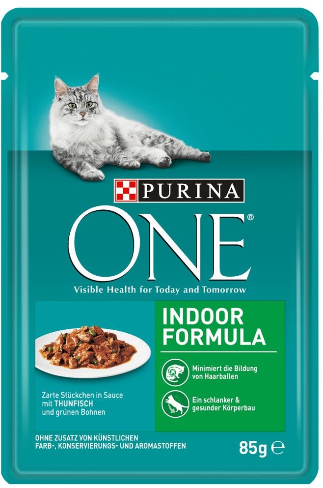 Purina One , 12 X 85 G - Indoor Formula, Tuńczyk Z Zieloną Fasolką