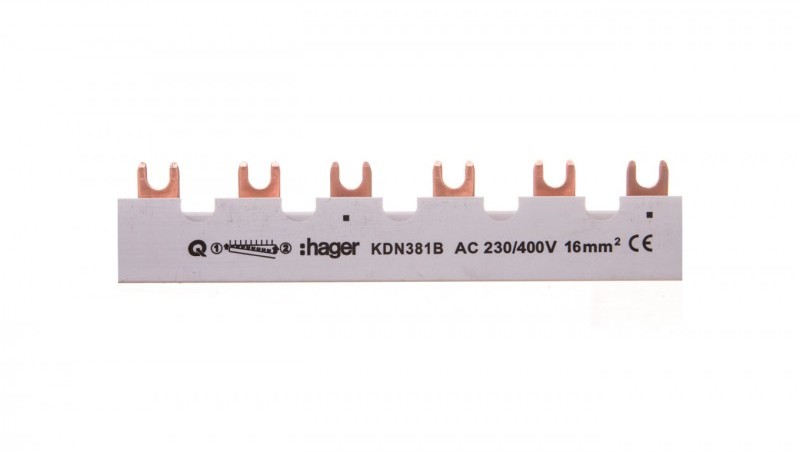 Hager POLO Szyna łączeniowa 3P 80A 16mm2 widełkowa (12mod.) KDN381B KDN381B