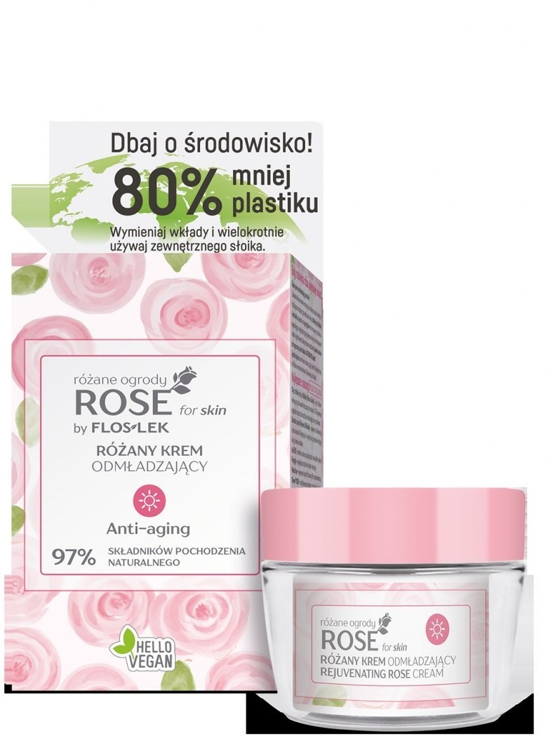 Flos-Lek Floslek Rose for Skin Różany Krem odmładzający na dzień ECO zestaw 50ml 118059