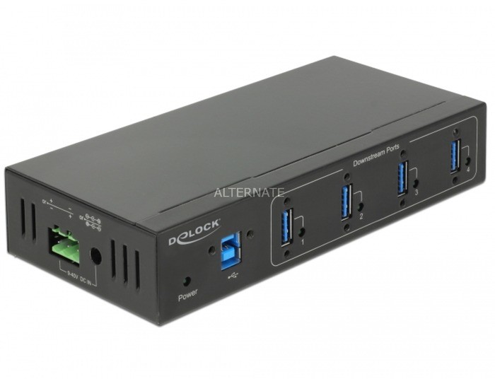 Delock 63309 huby i koncentratory USB 3.0 (3.1 Gen 1) Type-B 5000 Mbit/s Czarny, Hub USB