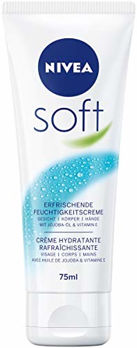 NIVEA Soft odświeżający krem nawilżający (75 ml), pielęgnujący miękki krem z witaminą E i olejkiem jojoba, szybko wchłaniający się krem do skóry