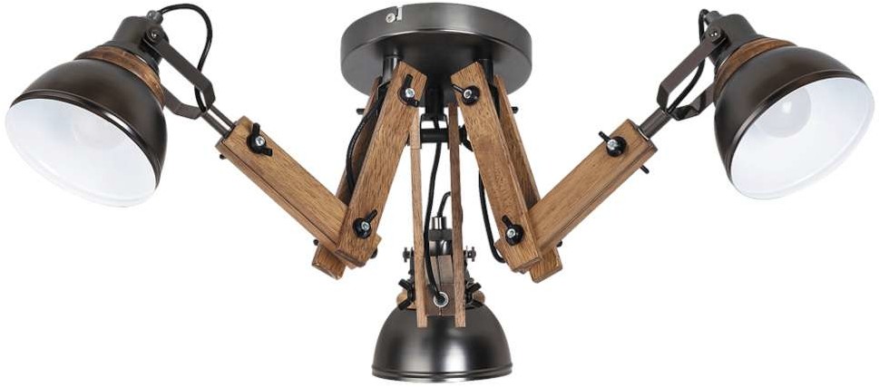Rabalux Natynkowa LAMPA sufitowa AKSEL 2724 vintage OPRAWA reflektorki na wysięgnikach pająk spider drewno czarne 2724