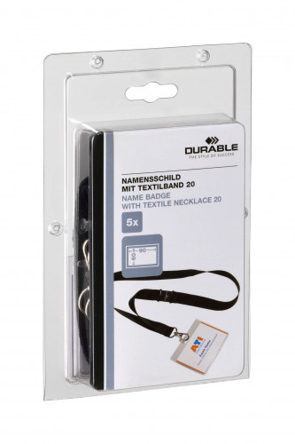 Durable Identyfikator z czarną taśmą 60x90 5 szt. 8600-01