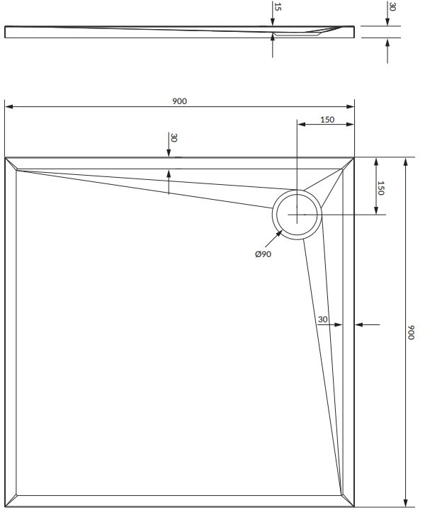 Omnires Stone  kwadratowy 90x90  biały mat STONE90/KBM