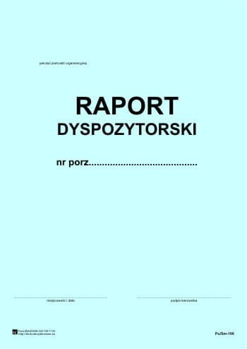Firma krajewski Raport dyspozytorski [Pu/Sm-106] Pu/Sm-106