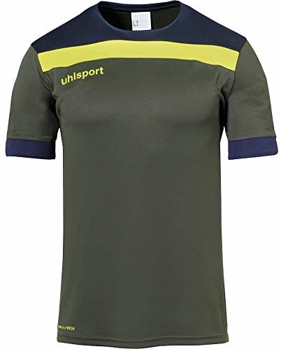 uhlsport uhlsport Męska OFFENSE 23 TriKOT krótki rękaw piłka nożna odzież treningowa, ciemnooliwkowa/morska/Fluo ge, S 100380413