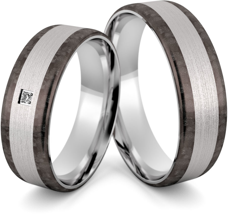 Eminence Obrączka męska z włóknem węglowym CARBON - Ag-536 Ag-536