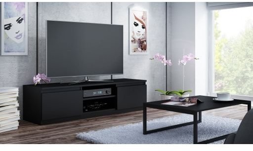 Topeshop Szafka RTV TOPESHOP Karo, czarna, 36x140x40 cm