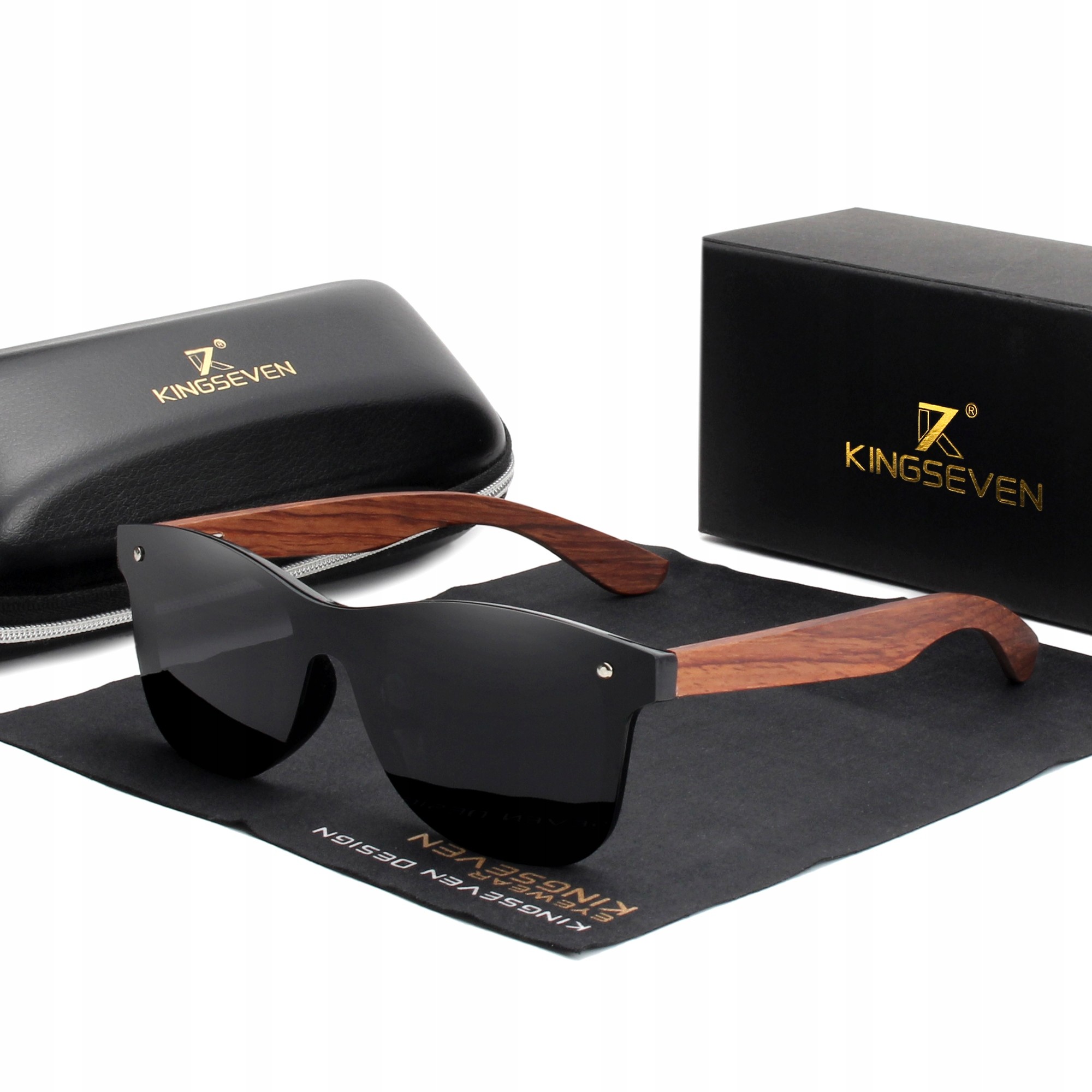 Okulary przeciwsłoneczne Kingseven UV400 Drewniane