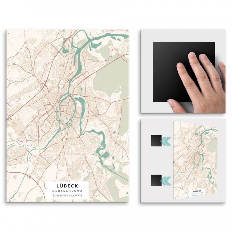 Pix4home Plakat metalowy Mapa Vintage Lübeck L POS-L-03188
