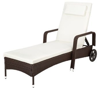TecTake Leżak ogrodowy na kółkach technorattan brązowo/czarne 401153