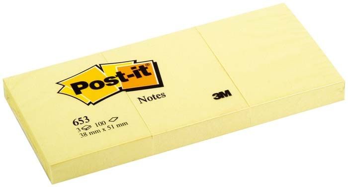 Post-It Karteczki żółty 38x51 653 op.3