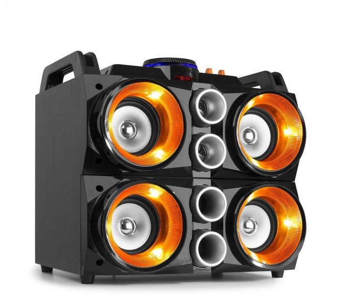 Fenton Fenton MDJ200, imprezowy system nagłośnieniowy, 4 głośniki 4-calowe, akumulator 2000 mAh, 150 W, czarny/pomarańczowy Sky-178.320