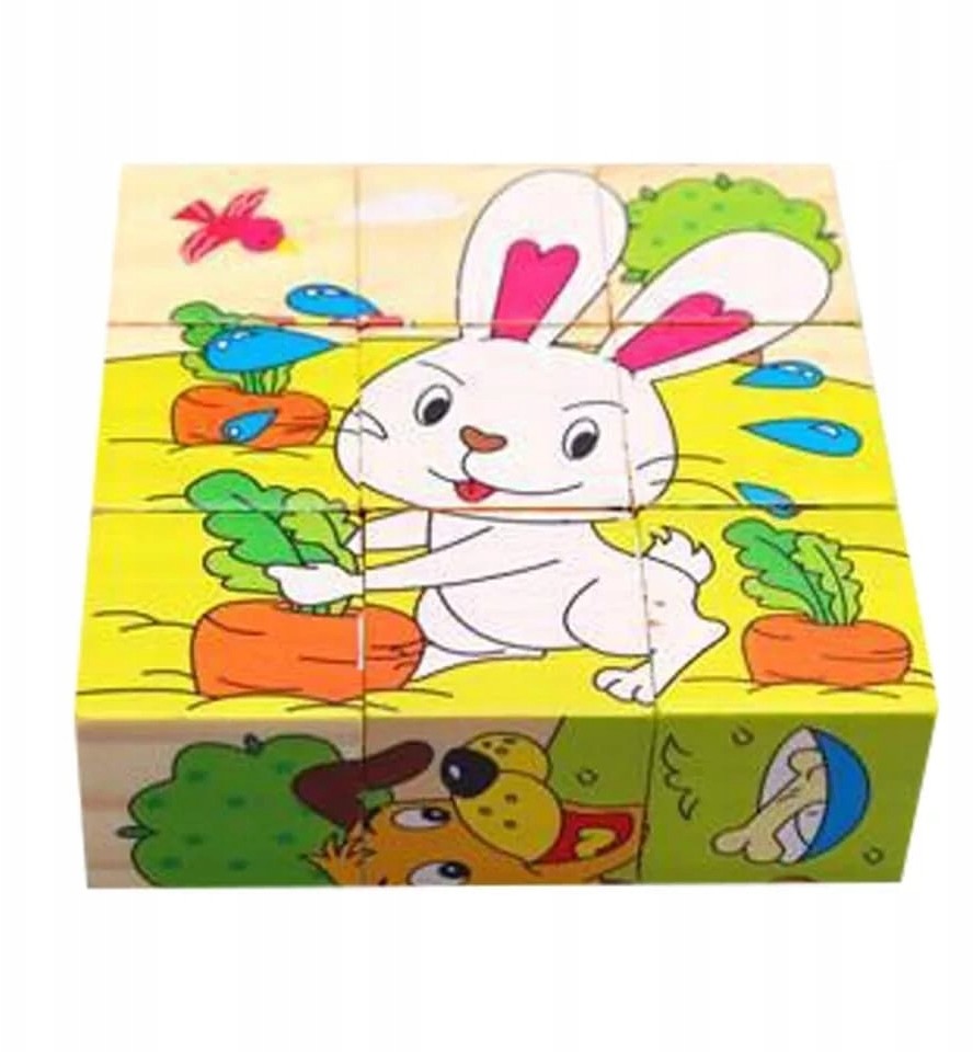 Edukacyjne Drewniane Klocki Puzzle Układanka