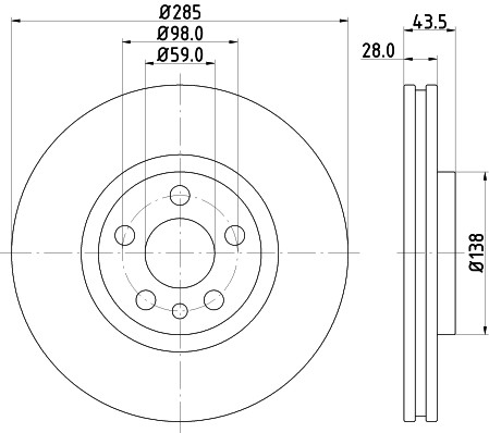 MINTEX TARCZA HAMULCOWA MDC1598 FIAT SCUDO 1.6 96- 2.0 02- 1.9D/TD 96- PEUGEOT 807 02 285X28MM