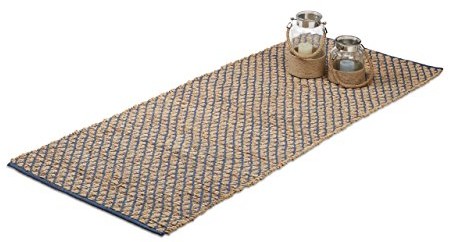 Relaxdays dywan dywan z juty, 80 X 200 oraz 70 x 140 cm, ręczne wykonanie, ze wzorem karo, bieżnik na korytarzu, bieżnik, naturalny brązowy 10021063_680