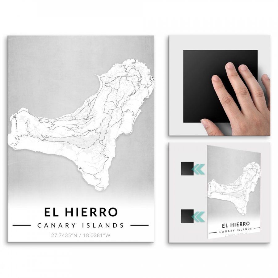 Pix4home Plakat metalowy Mapa B&W El Hierro L POS-L-03656