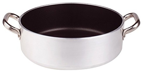 Pentole Agnelli pentole agnelli Platinum patelnia do sauté, aluminium, z 2 uchwytami ze stali nierdzewnej, srebrny, srebrny/czarny, 32 cm ALSA2106S32