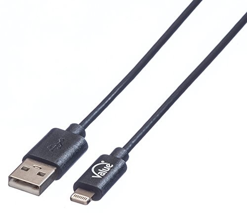 Value 11998321 USB 2.0 Sync i kabel do ładowania do urządzeń Apple wyposażonymi w złącze Lightning, 1 m Czarny 11998321