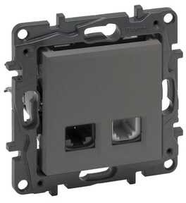 Legrand Gniazdo teleinformatyczne Niloe Step 863456 RJ11+RJ45 kat 6 UTP podwójne stalowe