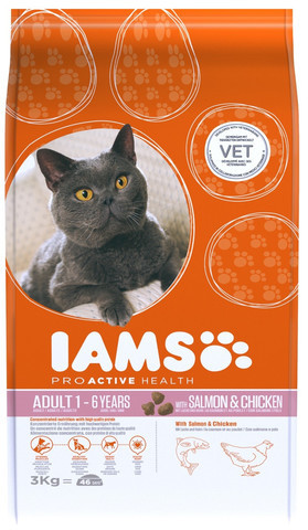 Iams Cat Adult All Breeds Salmon 3 kg DARMOWA DOSTAWA OD 95 ZŁ!