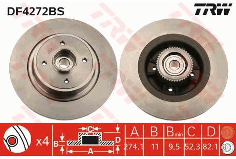 TRW Tarcza hamulcowa DF4272BS